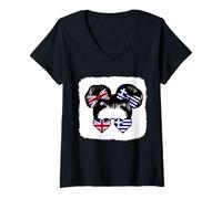 Womens Half British Half Greek Girl Britain and Greece Mix Roots V-Neck T-Shirt