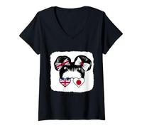 Womens Half British Half Japanese Girl Britain and Japan Mix Roots V-Neck T-Shirt