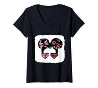 Womens Half British Half Kenyan Girl Britain and Kenya Mix Roots V-Neck T-Shirt