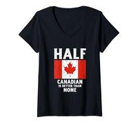 Womens Half Canadian Is Better Than None National Flag Canada V-Neck T-Shirt