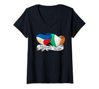 Women's Half Filipino, Half Irish Heart Flag V-Neck T-Shirt