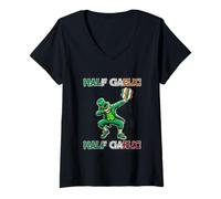 Women's Half Gaelic Half Garlic Patrick's Day Men Irish Italian V-Neck T-Shirt