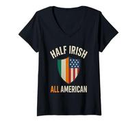 Womens Half Irish All American - Heritage Bridge Tee V-Neck T-Shirt