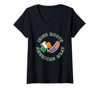 Women's Half Irish Half American Funny Hot Dog USA St Patricks Day V-Neck T-Shirt