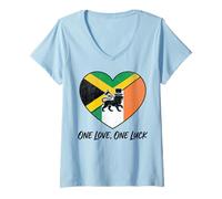 Women's Half Irish Half Jamaican Soul Flag Mixed Heritage Roots Love V-Neck T-Shirt