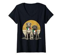 Women's Half Italian Half Irish Dog Flags Cane Corso Wolfhound V-Neck T-Shirt