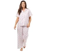 Women's Half Sleeve Floral Pyjama Set Piping Detail Button Down Shirt with Pocket Loose Fit Bottoms Ladies Lightweight Nightwear Set Perfect Spring Summer Set 1214 1618 2022 2426 PINK LILAC BLUE