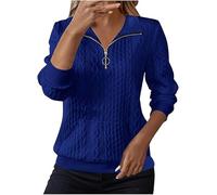 Womens Half Zip Sweatshirts Cable Knit Jumpers Lapel Long Sleeve Sweatshirts Cable Tunic Sweater Womens Fleece Sweatshirt Winter Autumn Sweaters Warm Tunic Top Basic Sweaters Women Thermal Tops