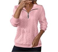 Womens Half Zip Sweatshirts Cable Knit Jumpers Lapel Long Sleeve Sweatshirts Cable Tunic Sweater Womens Fleece Sweatshirt Winter Autumn Sweaters Warm Tunic Top Basic Sweaters Women Thermal Tops