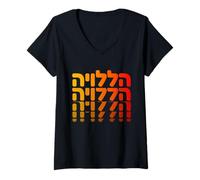 Womens Hallelujah Hebrew Praise God Faith Spiritual Worship Israel V-Neck T-Shirt