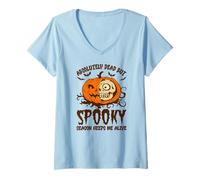 Womens Halloween Absolutely Dead, Spooky Season Keeps Me Alive V-Neck T-Shirt