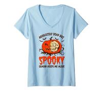 Womens Halloween Absolutely Dead, Spooky Season Keeps Me Alive V-Neck T-Shirt