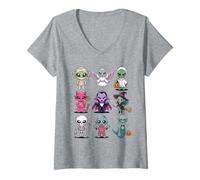 Womens Halloween Alien T-Shirt - Cute Spooky Extraterrestrial UFO V-Neck T-Shirt
