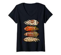 Women's Halloween American Football Ghost Pumpkin Zombie Mummy V-Neck T-Shirt