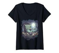 Womens Halloween Axolotl Skeleton Ghost Spooky Wildlife V-Neck T-Shirt