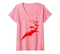 Women's Halloween Bats Vampire BAT Costume Ladies Men Children Kids V-Neck T-Shirt, Pink, Medium