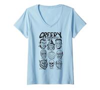 Womens Halloween Boys Creepy Monsters Mummy Skeleton Frankenstein V-Neck T-Shirt