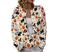 Women's Halloween Cardigan Fall Fair Isle Knit Sweater Maple Leaf Pattern Button Down Long Sleeve Outerwear for Autumn Celebrations