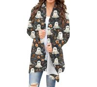 Women's Halloween Cardigan Long Sleeve Lightweight Open Front Blood Spider Ghost Pumpkin Graphic Loose Jackets Casual Cardigan Soft Outerwear Baggy Ladies Tops Halloween Costumes Festival Outfits