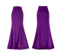 Womens Halloween Costume Adult Y2k Skirt- High Waist Cute Vampire Cosplay Renaissance Plus Size Dark Style Retro Medieval Traditional Victorian Gothic Goth Steampunk Skirts for Party Carnival