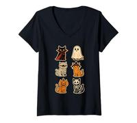 Womens Halloween Costume Cat Kitten Cute Vampire Ghost Mummy Kitty V-Neck T-Shirt