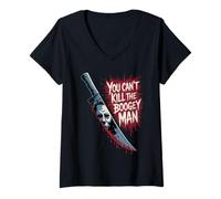Womens Halloween Costume Creepy You Can´t Kill The Boogeyman Horror V-Neck T-Shirt