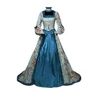 Womens Halloween Costume, Gothic Dresses Ball Gown Costume Plus Size Renaissance Queen Dress Cosplay Costumes for Women Corset Medieval Vintage Irish Carnival Clothes (Blue,S)