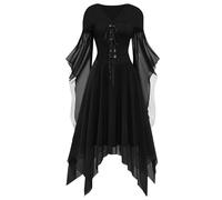 Womens Halloween Costume Gothic Style Dress Black Gothic Dresses Sexy Devil Costume Adult Women Plus Size Party Dresses Vampire Cosplay 90S Fancy Dress Costumes for Women