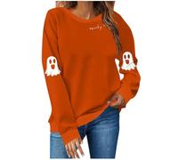 Womens Halloween Costume - Halloween Ghost Graphic Sweatshirts Long Sleeve Crew Neck Fleece Lined Pullover Jumpers Tops Ladies