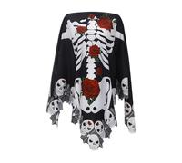 Womens Halloween Costume Lace Skeleton Cape Cloak Party Accessory