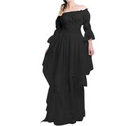 Womens Halloween Costume Renaissance Costume for Women Halloween Steampunk Gothic Maxi Dress Ruffle Layered Victorian Dress Chemise Medieval Pirate Peasant Irish Long Dresses for Lady