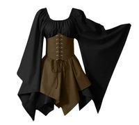 Womens Halloween Costumes Adult Lace-Up Corset Victorian Renaissance Vintage Dresses Medieval Gotic Dress Halloween Themed Party Outfits Black Plus Size 14 16 18 20 22 24
