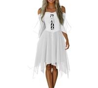 Women's Halloween Costumes Ladies Cold Shoulder Chiffon Butterfly Sleeve Gothic Dress Plus Size Medieval Steampunk Dresses,Women's Halloween Costumes Mini Dress Sexy Gothic Costume Women,u453k