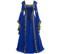 Women's Halloween Costumes Medieval Renaissance Vintage Plus Size Dresses with Flare Sleeves Ladies Gothic Victorian Witch Dress for Halloween Cosplay Carnival Cocktail Party Outfit Purple