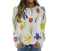 Women'S+Halloween+Costumes Turtleneck Jumper Women Women's Flower Print Rendering Multicolor Crew Neck Hoodie Hoodies For Women Large Halloween Outfits Women Uk (D, XXXXXL)