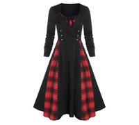 Women's Halloween Costumes Zombie Long Sleeve Dress Fall Midi Scary Wedding Guest Festive Spring Teen Girls Empire Waist Bloody Swing Dresses Casual Beach Dress, Red, 3XL