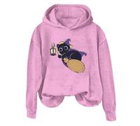 Women's Halloween Cotton Sweatshirt - Cosy Pullover Hoodie, Long Sleeve Graphic Print, Soft Seasonal Casual Wear 2025 Ladies Overhead Hoodies Pink