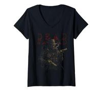 Womens Halloween Cowboy Ops Dead Wanted Military Cowboy V-Neck T-Shirt