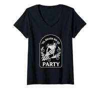 Womens Halloween Creepy Fun Vibe Til Death Do Us Party Funny V-Neck T-Shirt