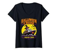 Women's Halloween Cruise Squad 2026 Witch Hat Ship V-Neck T-Shirt