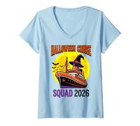 Women's Halloween Cruise Squad 2026 Witch Hat Ship V-Neck T-Shirt