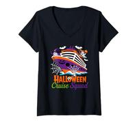 Womens Halloween Cruise Squad Boo Ghosts Horror Cruise Ship Lover V-Neck T-Shirt