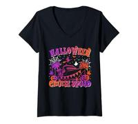 Womens Halloween Cruise Squad Spooky Family Cruising Crew Halloween V-Neck T-Shirt