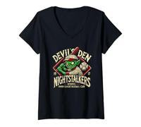 Womens Halloween Devil's Den Nightstalkers Minor League Baseball V-Neck T-Shirt