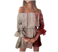 Women's Halloween Dress Costumes Hooded Witch Sexy Skull Bones Printed Adult Costume Fancy