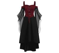 Women's Halloween Dress Vintage Elegant A-Line Gothic Dress Plus Size Medieval Evening Party Prom Cocktail Swing Victorian Medieval Dresses for Ladies