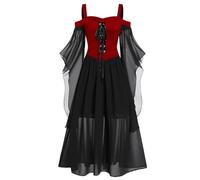 Women's Halloween Dress Vintage Elegant A-Line Gothic Dress Plus Size Medieval Evening Party Prom Cocktail Swing Victorian Medieval Dresses for Ladies