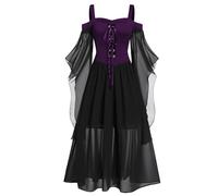 Women's Halloween Dress Vintage Elegant A-Line Gothic Dress Plus Size Medieval Evening Party Prom Cocktail Swing Victorian Medieval Dresses for Ladies