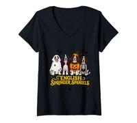 Women's Halloween English Springer Spaniels Costume Party V-Neck T-Shirt