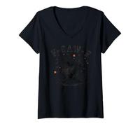 Womens Halloween F Caw F Black Crow Spooky Season Bird Raven V-Neck T-Shirt